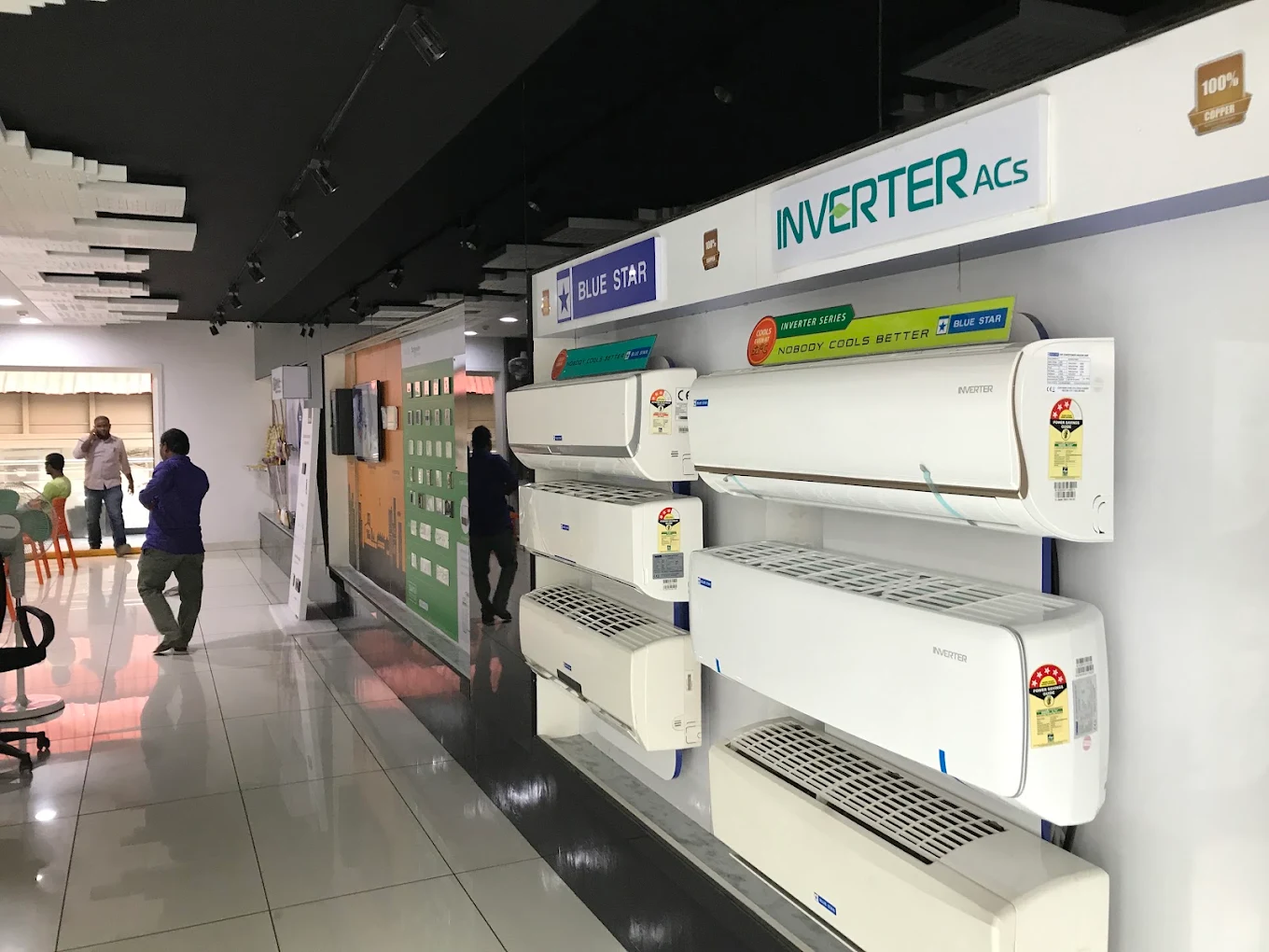 Subhadra Group showroom interior with AC display wall