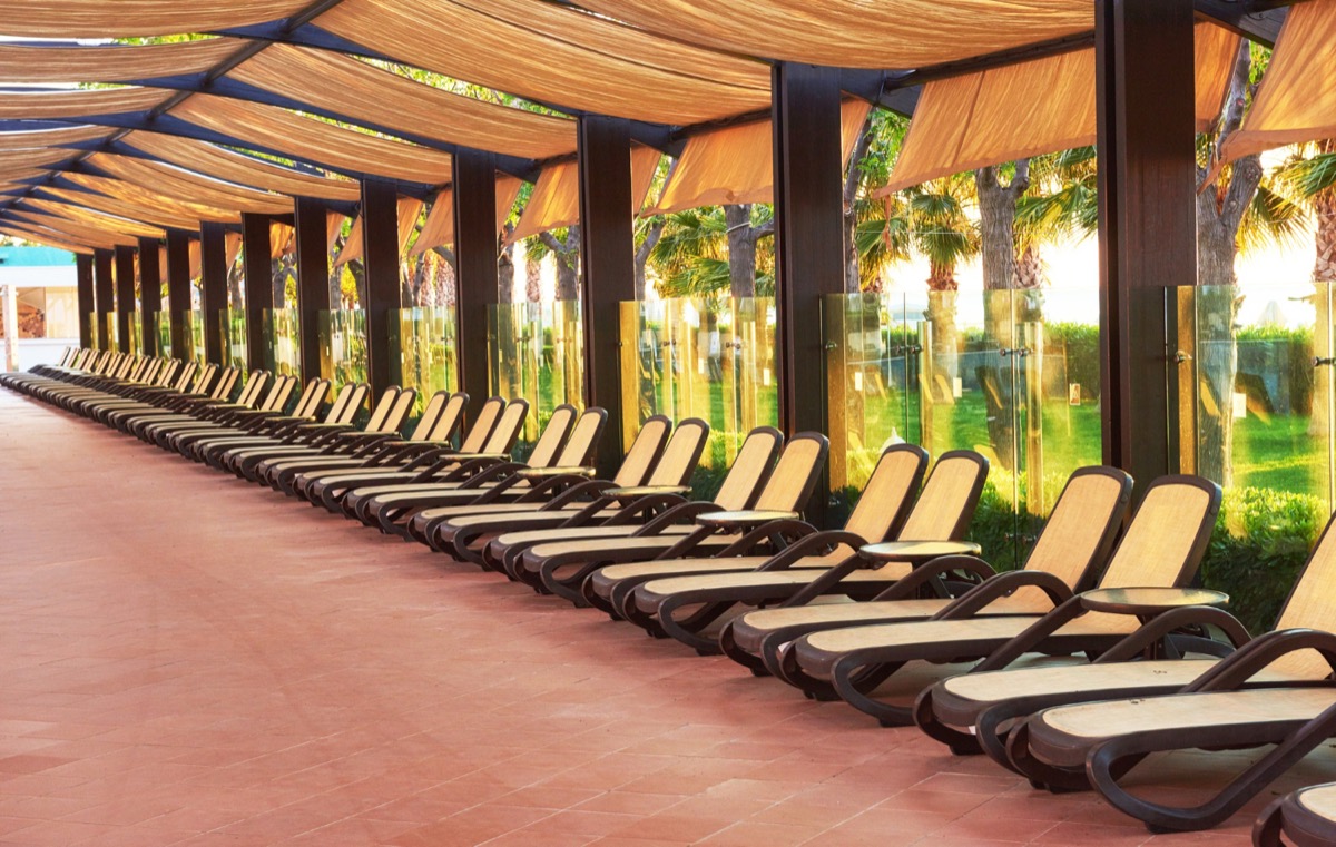 Hotel poolside guest lounge